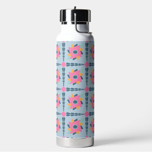 Vibrant Geometric Tile Design Water Bottle