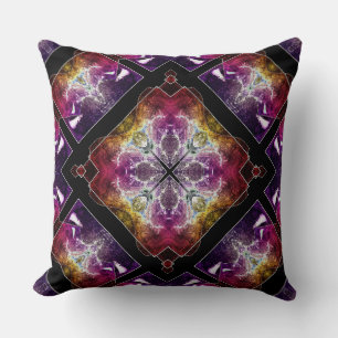 Vibrant Geometric with Purple and Gold Accents Cushion