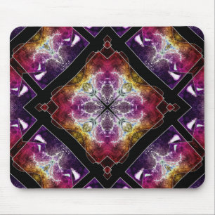 Vibrant Geometric with Purple and Gold Accents Mouse Mat