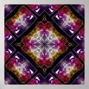 Vibrant Geometric with Purple and Gold Accents Poster