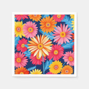 Vibrant Gerbera Daisies Flowers Plant Napkin