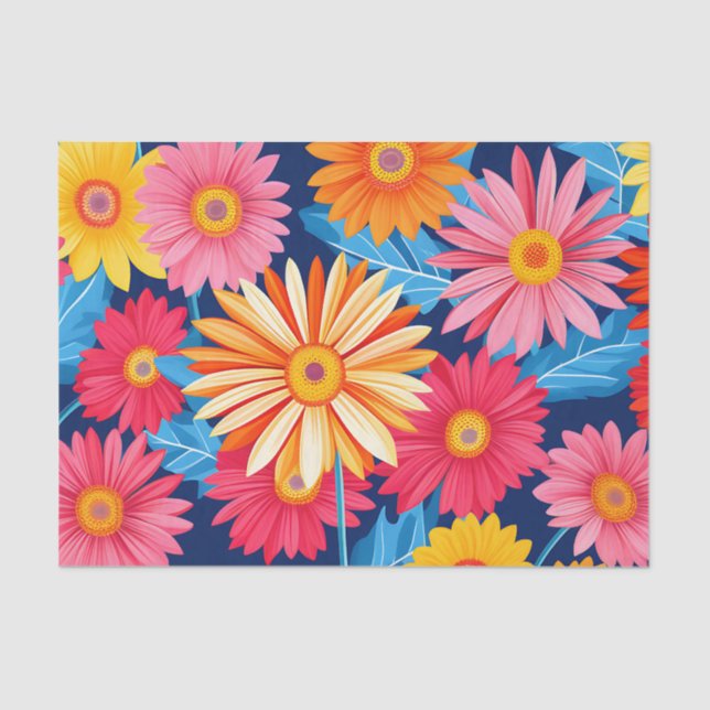 Vibrant Gerbera Daisies Flowers Plant Tissue Paper (Front)