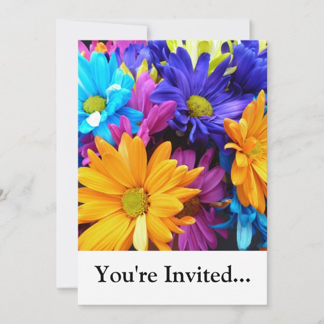 Vibrant Gerbera Daisy Bouquet Invitation (Front)