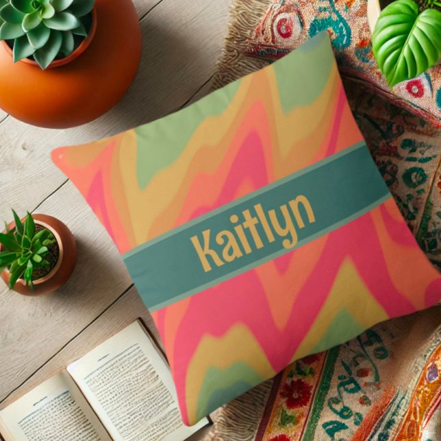 Vibrant Girly Glam Rainbow Personalised  Cushion (Creator Uploaded)