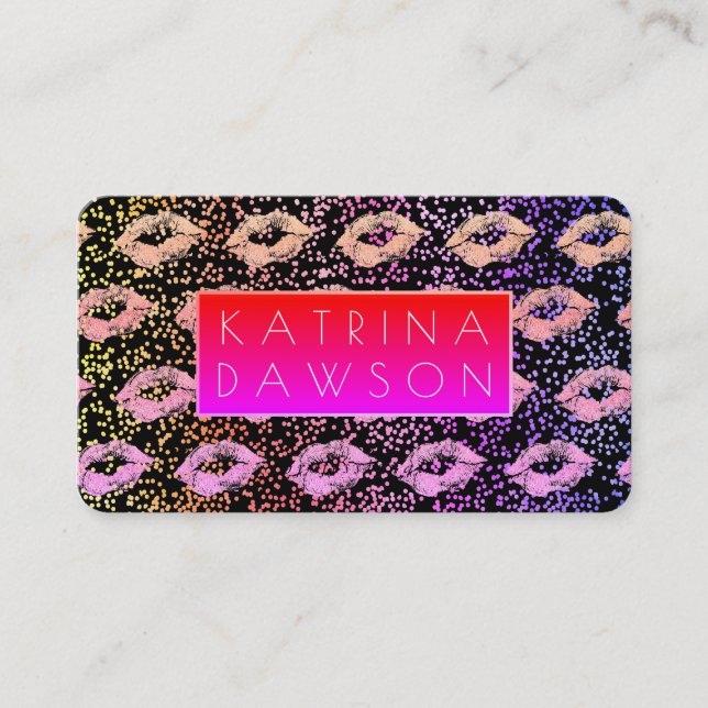 Vibrant Glamour Glitter Kisses and Specks Business Card (Front)