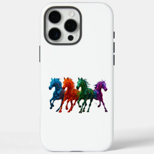 Vibrant Glass Horses – Colourful Glowing Horse Art iPhone 16 Pro Max Case