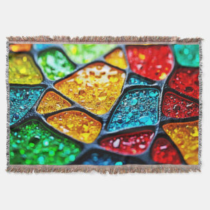 Vibrant Glass Mosaic: Jewel Colors Throw Blanket