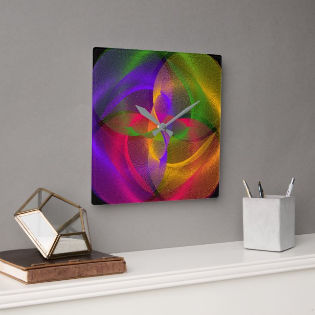 Vibrant Glossy Circle Geometric Wall Clock (Office)