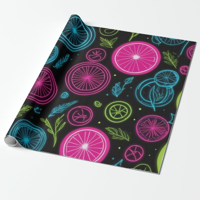 Vibrant glow neon lights electric hues wrapping paper (Unrolled)