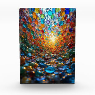 Vibrant Glowing Mosaic Glass Art Photo Block