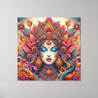 Vibrant Goddess Painting: A Masterpiece of Indian Canvas Print