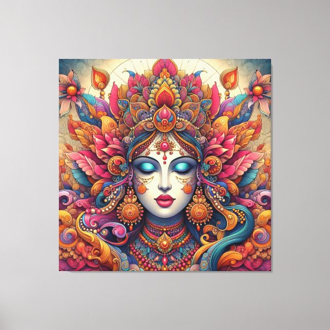 Vibrant Goddess Painting: A Masterpiece of Indian  Canvas Print (Front)