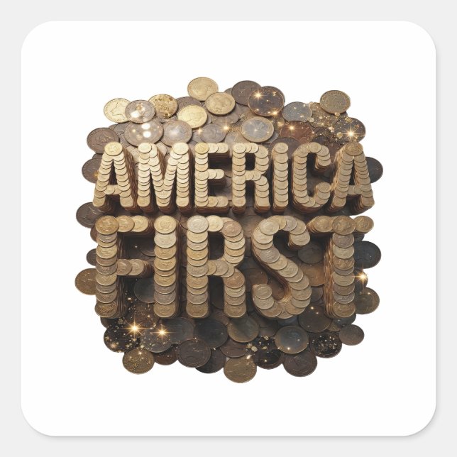 Vibrant Gold AMERICA FIRST Sticker Design (Front)