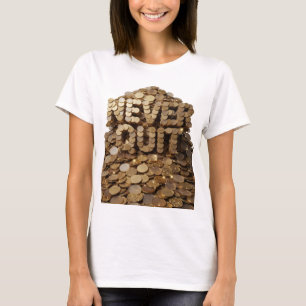 Vibrant Gold NEVER OUT 3D Text Art T-Shirt