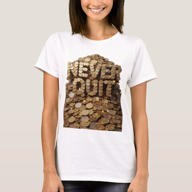 Vibrant Gold NEVER OUT 3D Text Art T-Shirt (Front)