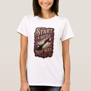 Vibrant Gold START A BOTTLE NOT WAR 3D Text Art T-Shirt