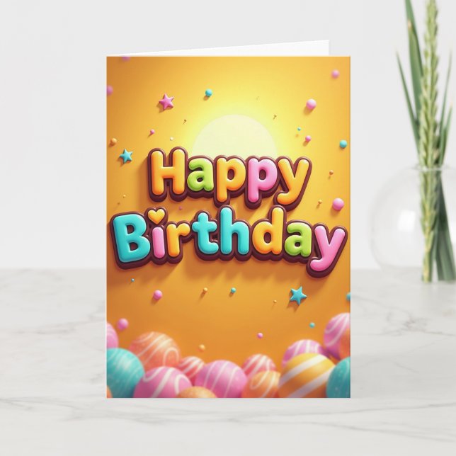 Vibrant Golden Birthday Card (Front)