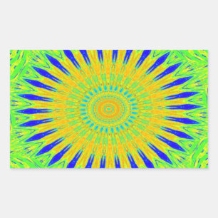 Vibrant Golden Green African Fabric Pattern Art Rectangular Sticker