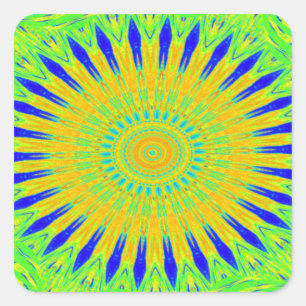 Vibrant Golden Green African Fabric Pattern Art Square Sticker