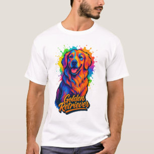 Vibrant Golden Retriever Pop Art – Colourful Neon T-Shirt