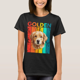 Vibrant Golden Retriever Retro Design T-Shirt
