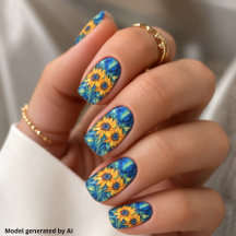 Vibrant Golden Sunflowers on Blue Watercolor
