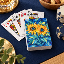 Vibrant Golden Sunflowers on Blue Watercolor