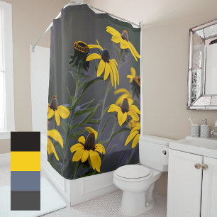 Vibrant golden yellow, black-eye Susan, floral Shower Curtain