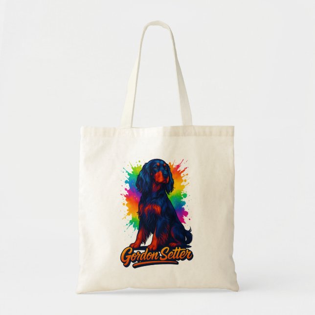 Vibrant Gordon Setter Pop Art Tote Bag (Front)