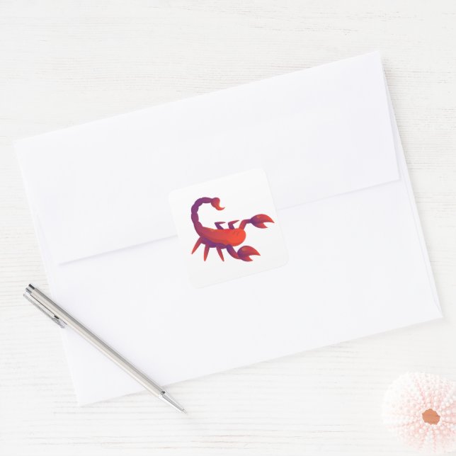 Vibrant Gradient Red Purple Scorpion Vector Illust Square Sticker (Envelope)