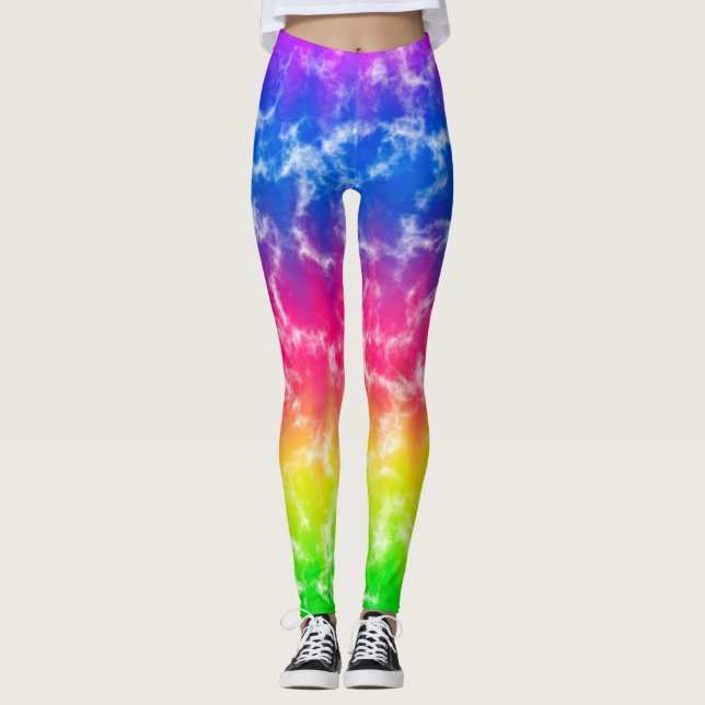 Vibrant Gradient Tie Dye Leggings (Front)