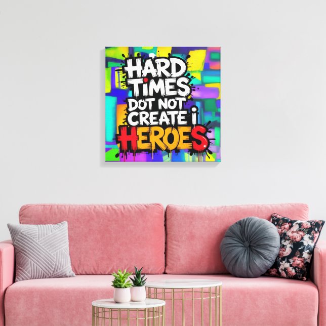 Vibrant Gradient Typographical Create Heroes  Canvas Print (Insitu(LivingRoom))