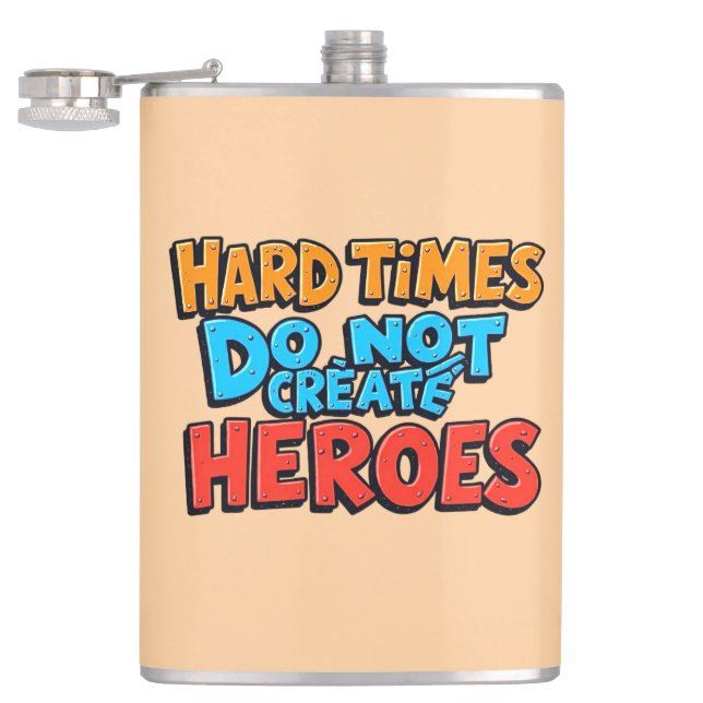 Vibrant Gradient Typographical Create Heroes  Hip Flask (Opened)