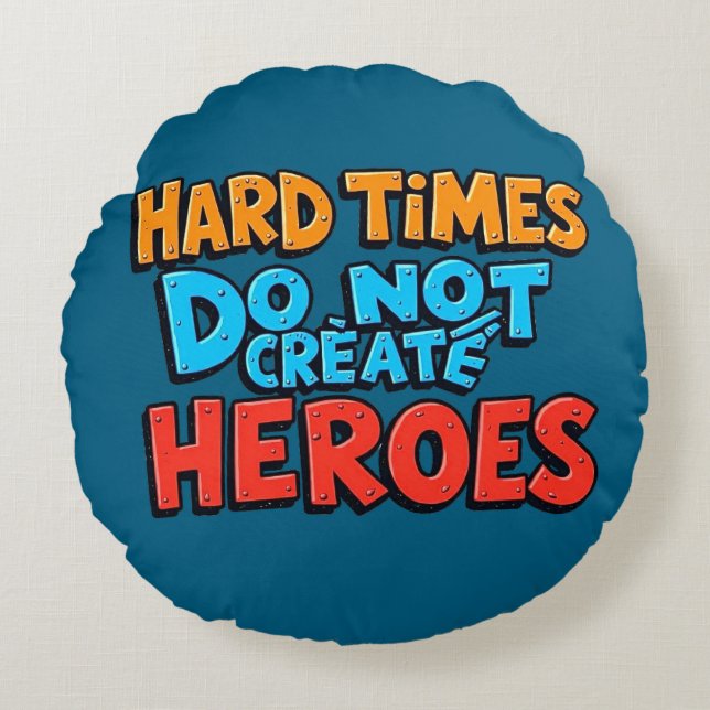 Vibrant Gradient Typographical Create Heroes  Round Cushion (Front)