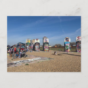 Vibrant Graffiti-Covered Classic Cars Postcard