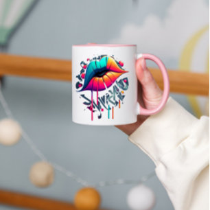 Vibrant Graffiti-Style Colourful Lips Mug