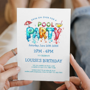 Vibrant Graffiti Style Pool Party Invitation