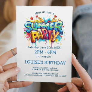 Vibrant graffiti Style Summer Party  Invitation