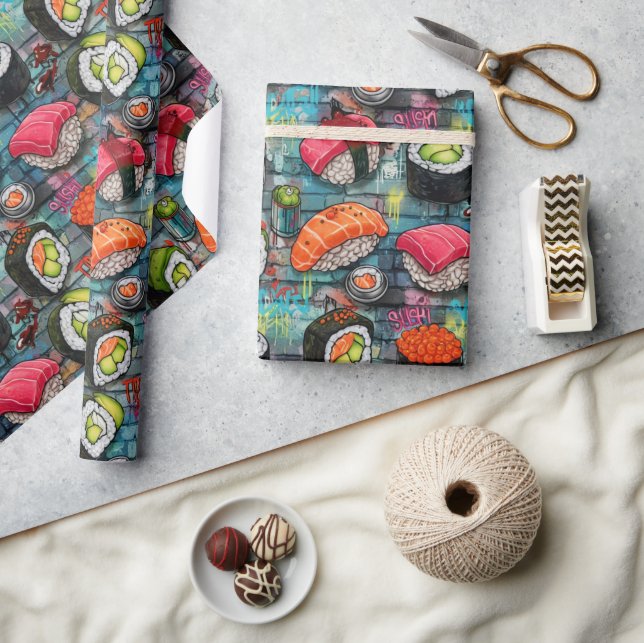 Vibrant Graffiti Sushi Wrapping Paper (Crafts)