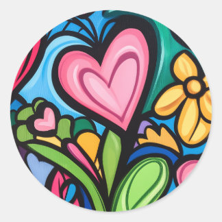 Vibrant Graffiti Valentine's Day Art Classic Round Sticker