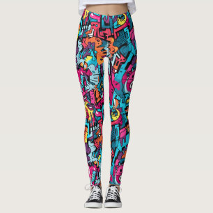Vibrant Graphic Graffiti-Inspired Leggings