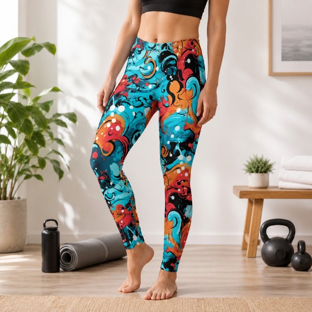 Vibrant Graphic Graffiti-Inspired Leggings (Creator Uploaded)