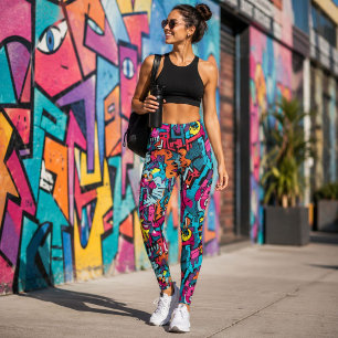 Vibrant Graphic Graffiti-Inspired Leggings