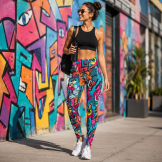 Vibrant Graphic Graffiti-Inspired Leggings