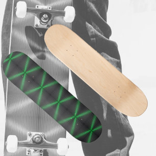 Vibrant Green and Black Pattern Skateboard