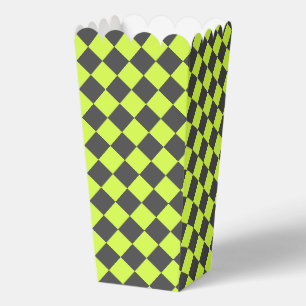 Vibrant Green and Grey Diamond Chequered Pattern Favour Box