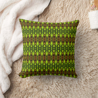 Vibrant Green and Orange Geometric Cushion