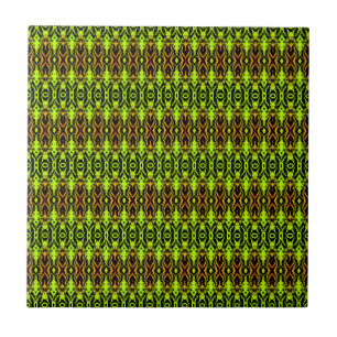Vibrant Green and Orange Geometric Tile