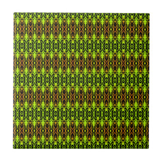 Vibrant Green and Orange Geometric Tile