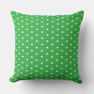 Vibrant Green and White Heart Pattern Cushion